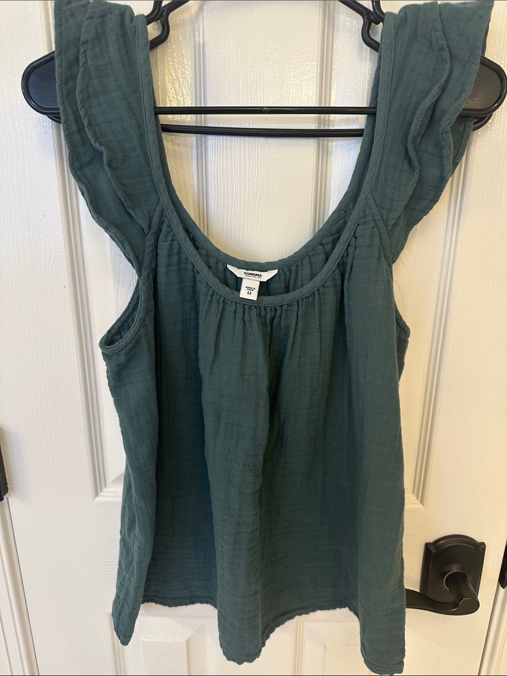 Sonoma Dark Teal Ruffle Strap Tank Top